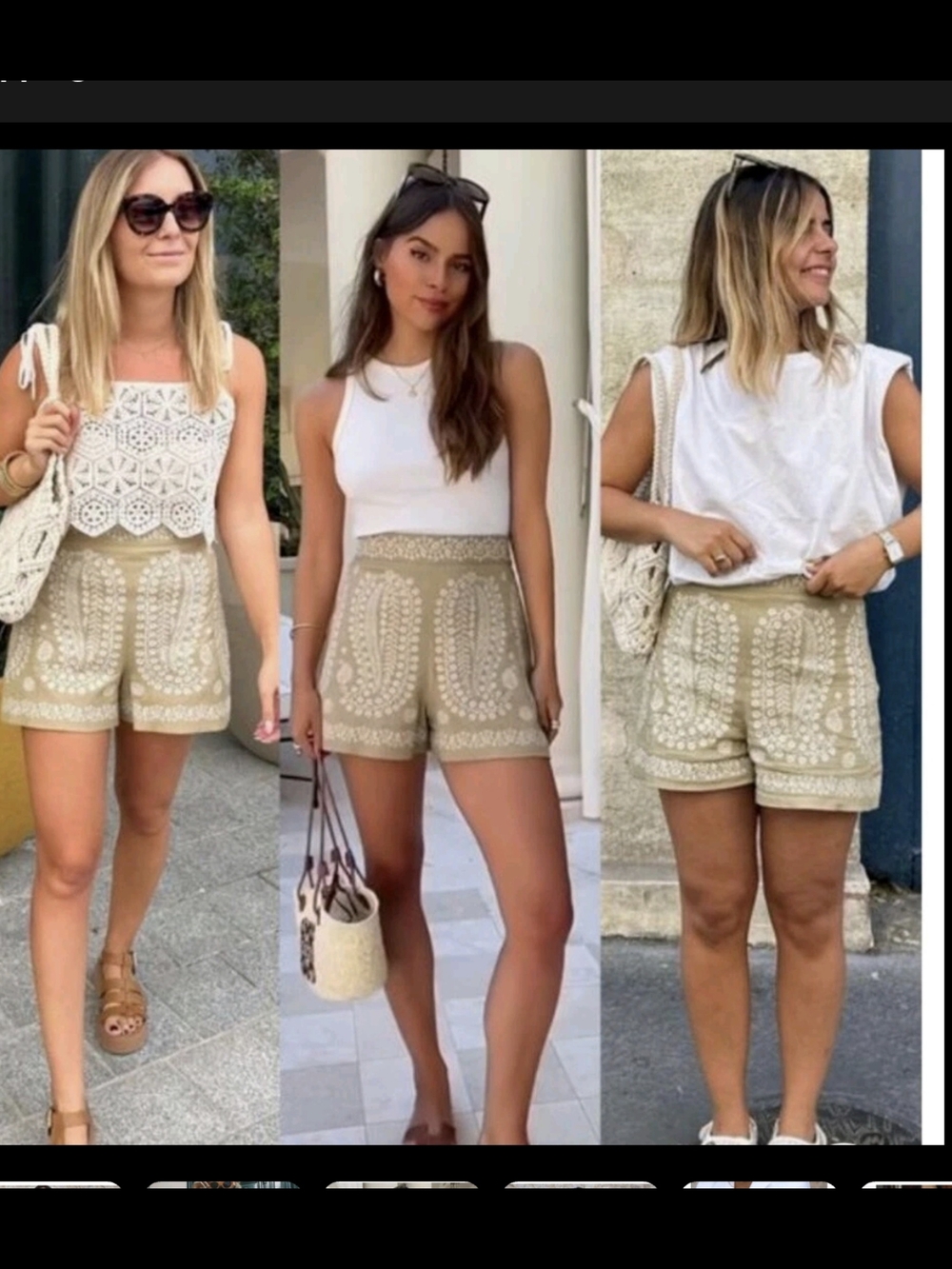 Embroidered High-Waist Beige Women’s Shorts